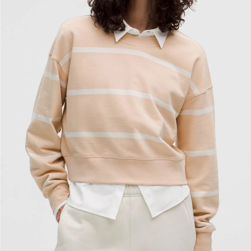 Lululemon Perfectly Oversized Cropped Crew Striped 2 NWT